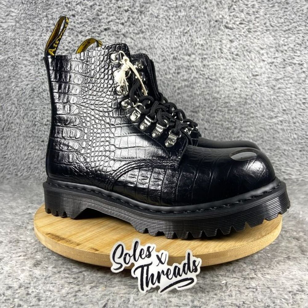 Dr. Martens 1460 Pascal Bex Steel Toe Leather Boots Size 8 Women Black - Picture 2 of 7